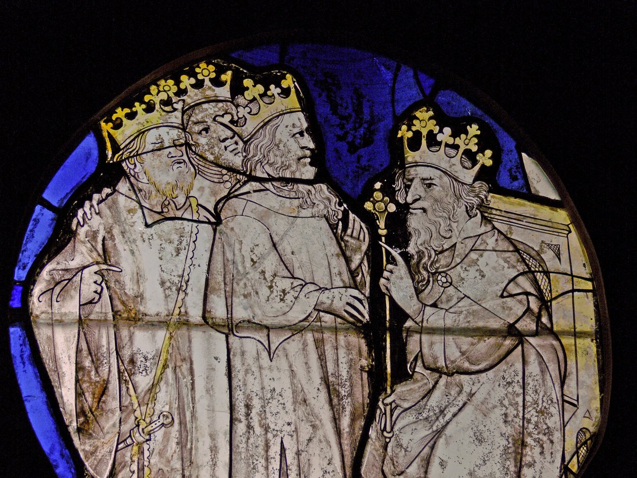 Vindue w72, der viser magi før Herodes - panel fra de lave lande? af French School