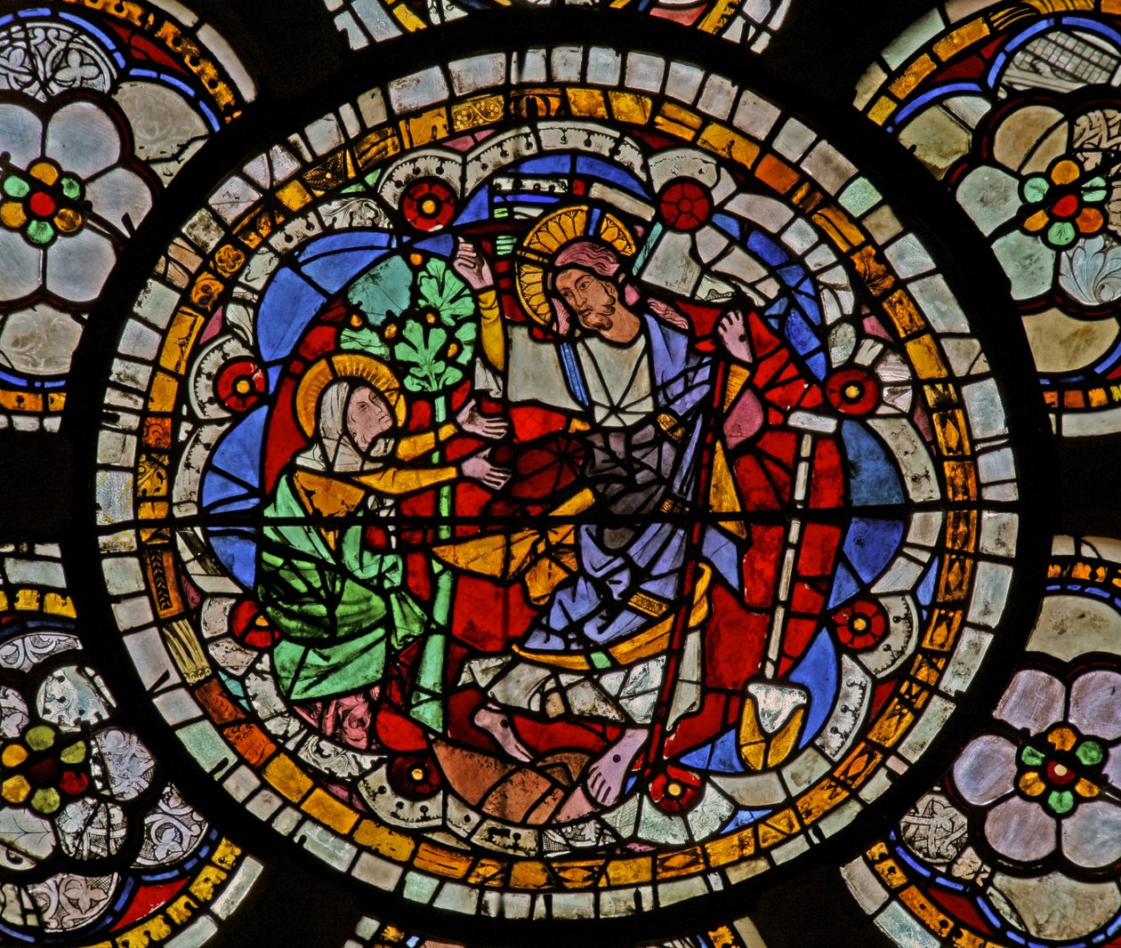Vindue w7, der viser en opstandelsesscene: Noli Me Tangere af French School