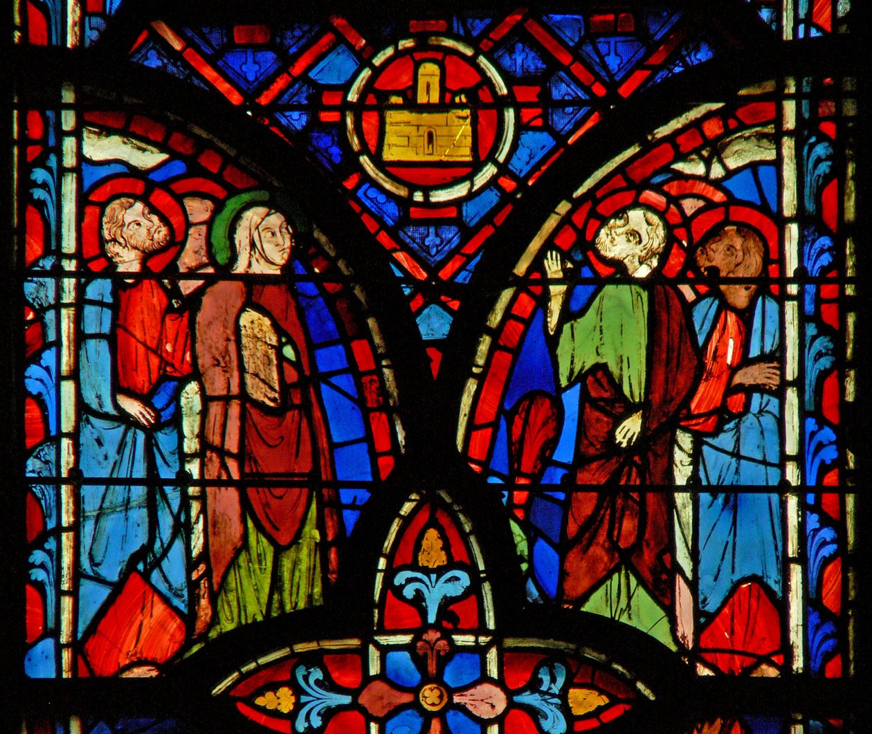 Vindue w8 Hellige kvinder og en gruppe apostle af French School
