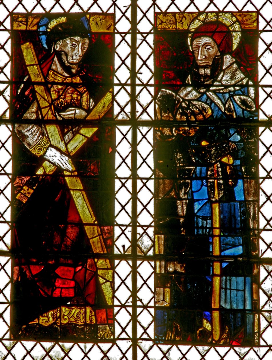 Vindue w8 forestillende St. Andrew, St. Anthony af French School