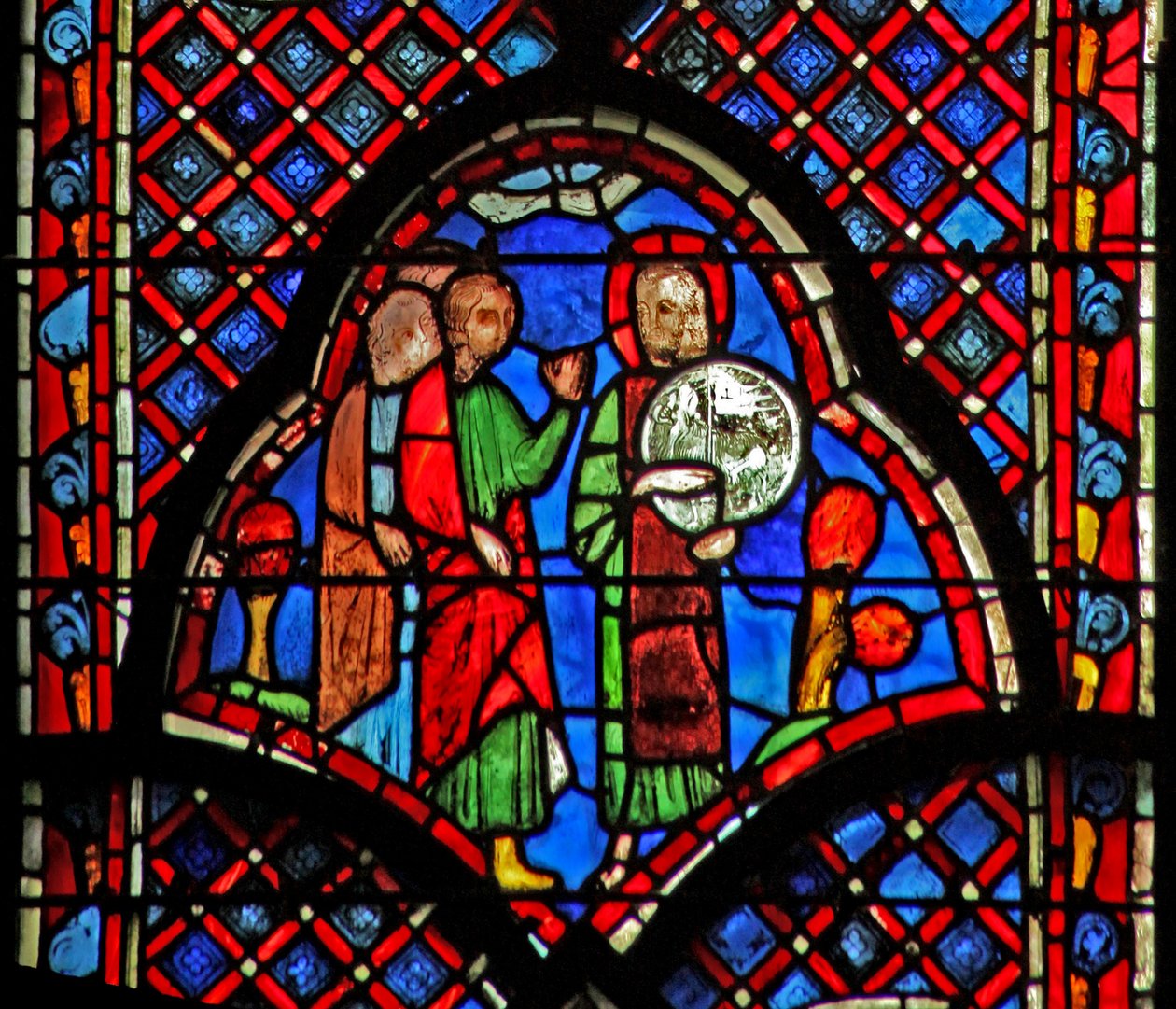 Vindue w9L Johannes Døberen: Ecce Agnus Dei af French School