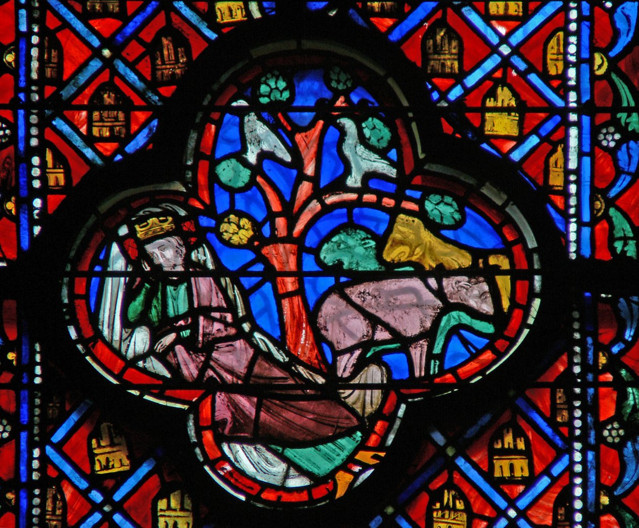 Vindue w9R Nebukadnezar ser et stort træ i et syn. Dan IV 10 af French School