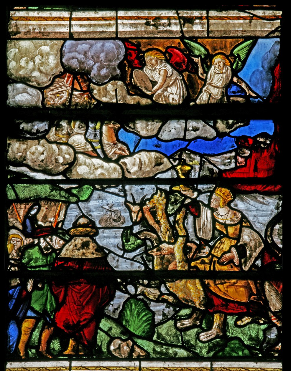 Vindue w9 viser en scene fra St Johns Book of the Revelation af French School
