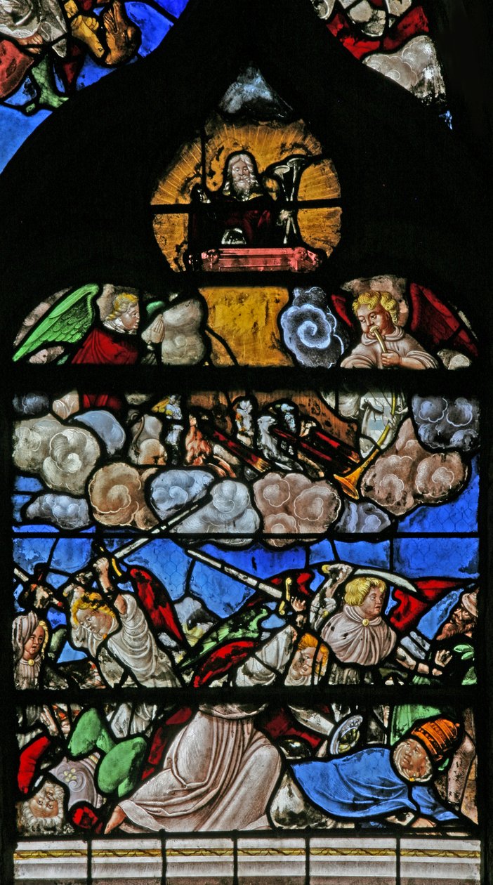 Vindue w9, der forestiller den sidste dom - efter Albert Durer af French School