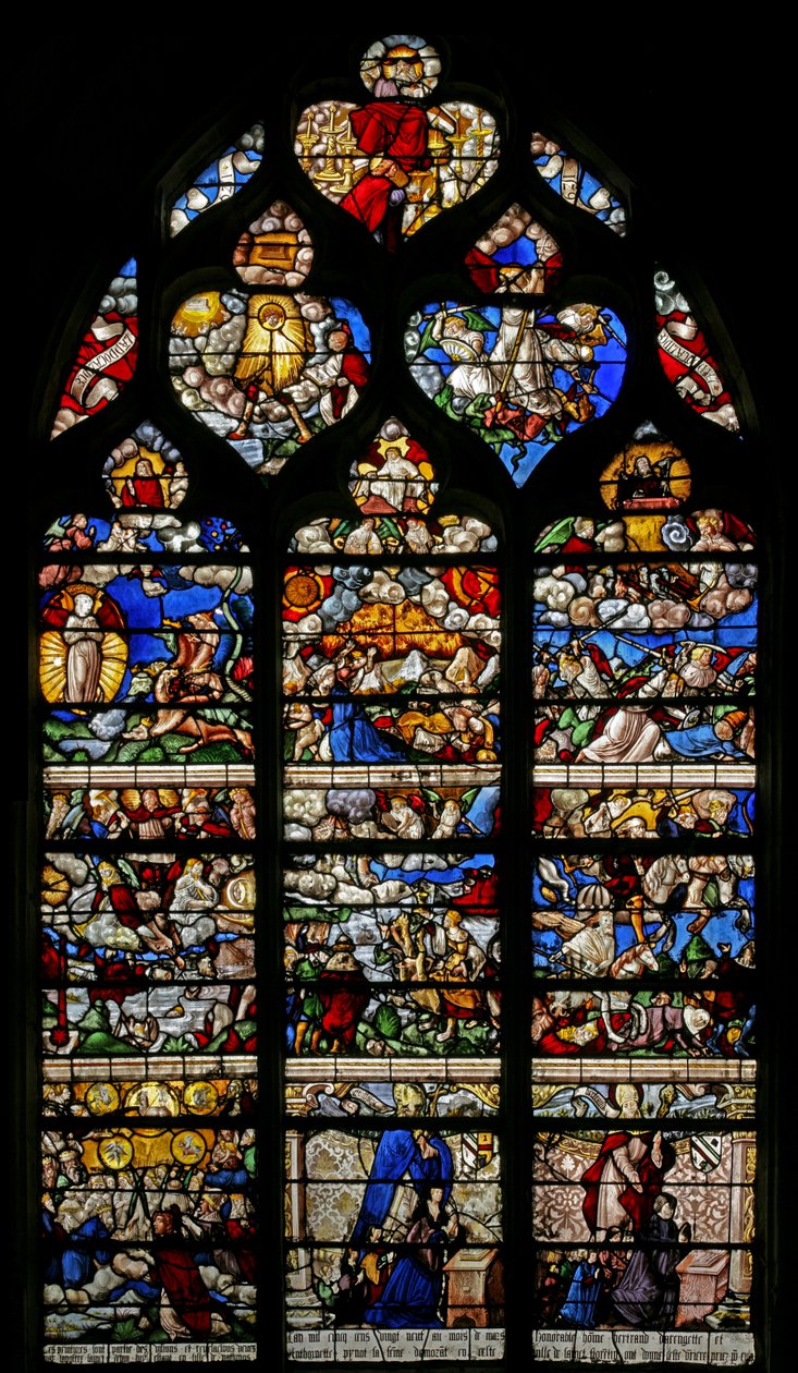 Vindue w9, der forestiller den sidste dom - efter Albert Durer af French School