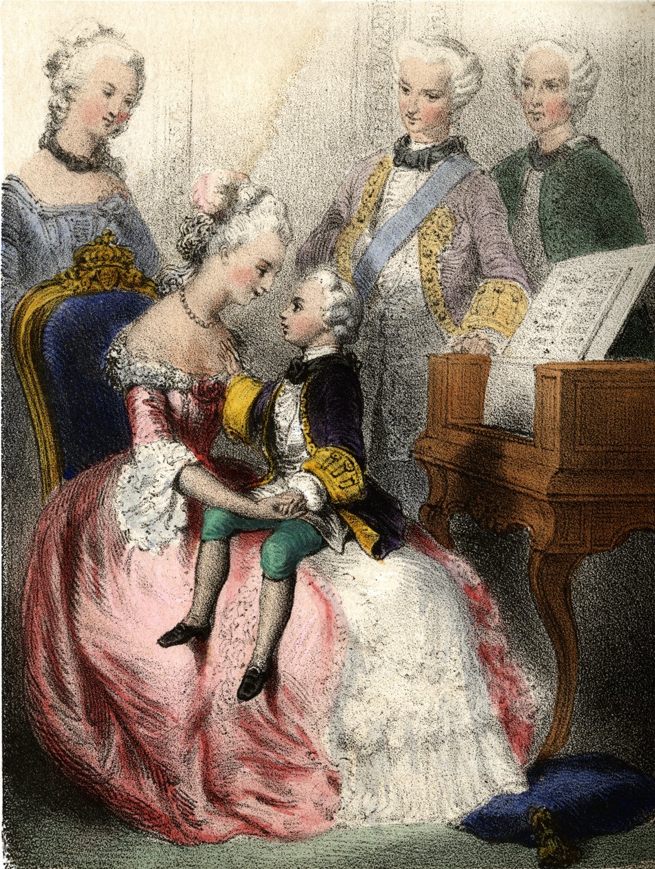 Wolfgang Amadeus Mozart (1756-1791) i armene på den østrigske impress Marie-Therese (marie therese) - i "" De berømte børn - historiske fortællinger"" af Madame Eugenie Foa af French School