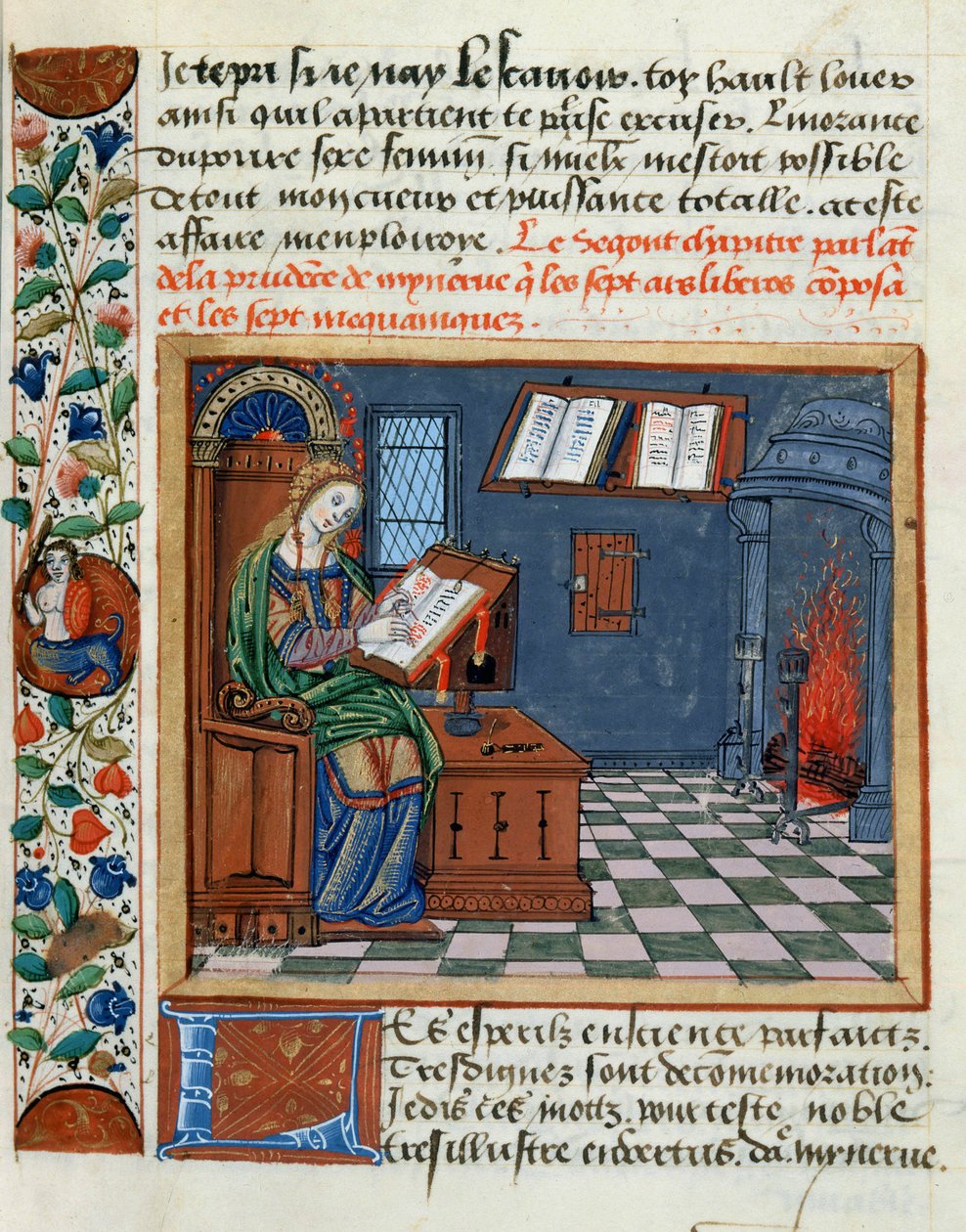 Kvinde belyser bogen om de forsigtige og uforsigtige af Catherine dAmboise, 1509 af French School