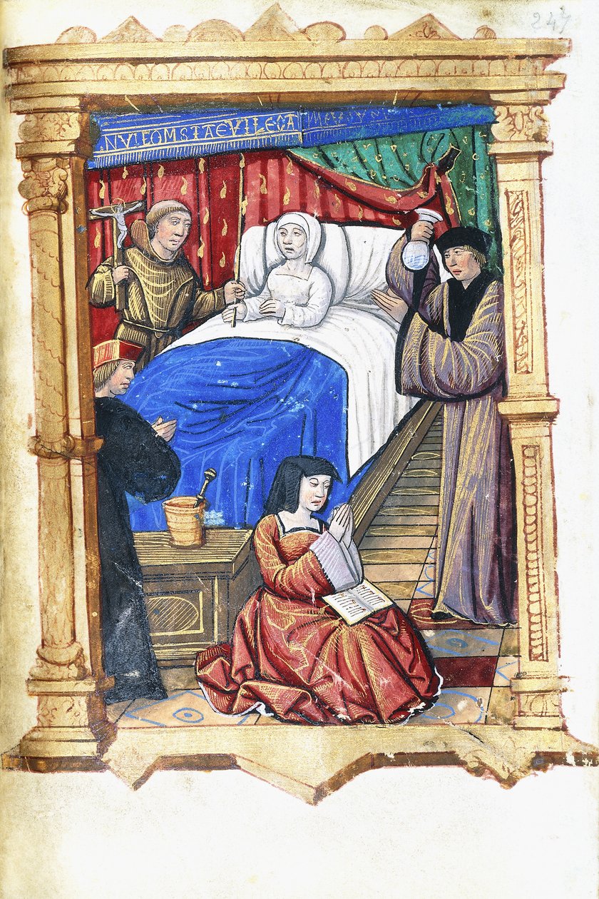 Woman in a death-bed scene with John the Baptist, c.1475-1500dani af French School