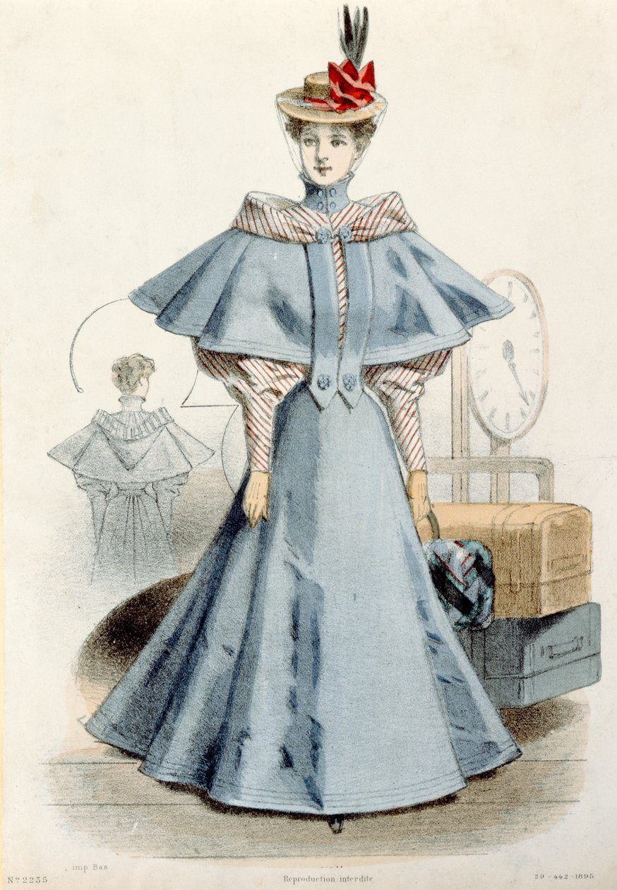 Kvinde i rejsekjole, fra Le Coquet, 1895 af French School