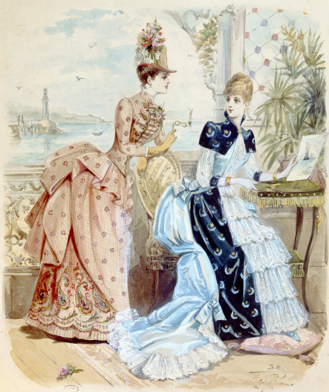 Kvinder på et feriested ved havet, 1885 af French School