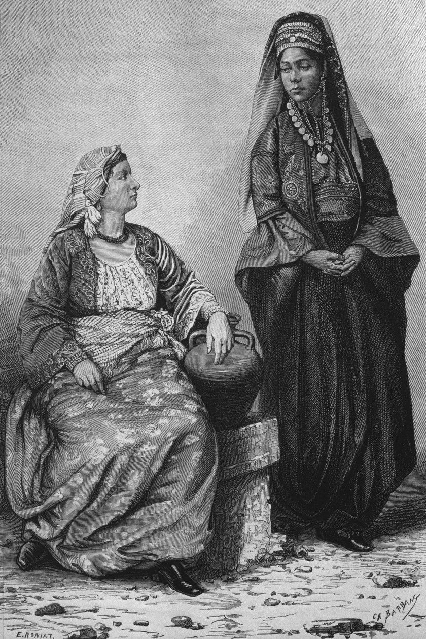 Kvinder i Tripoli, fra Syrien i dag. Rejser i Fønikien, Libanon og Judæa. 1875-1880 af Louis Charles Emile Lortet, 1884 (bw gravering) af French School