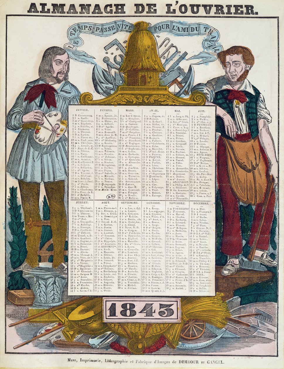 Arbejderkalender for 1843 af French School