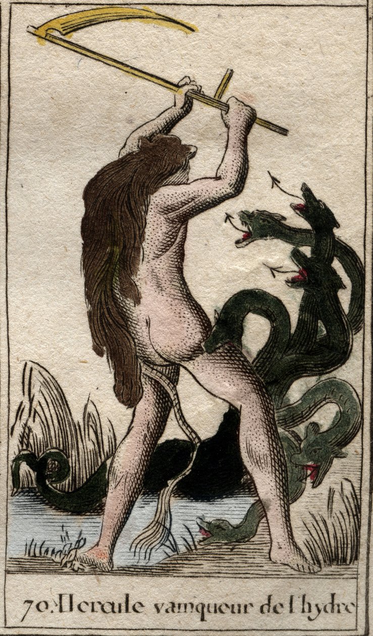 Works of Hercules: "" Hercules killing the Lernaean Hydra"" (Labor of Heracles, Hercules killing the Lernaean Hydra) Fra "" Mythology of Youth "" af Pierre Blanchard 1803. af French School