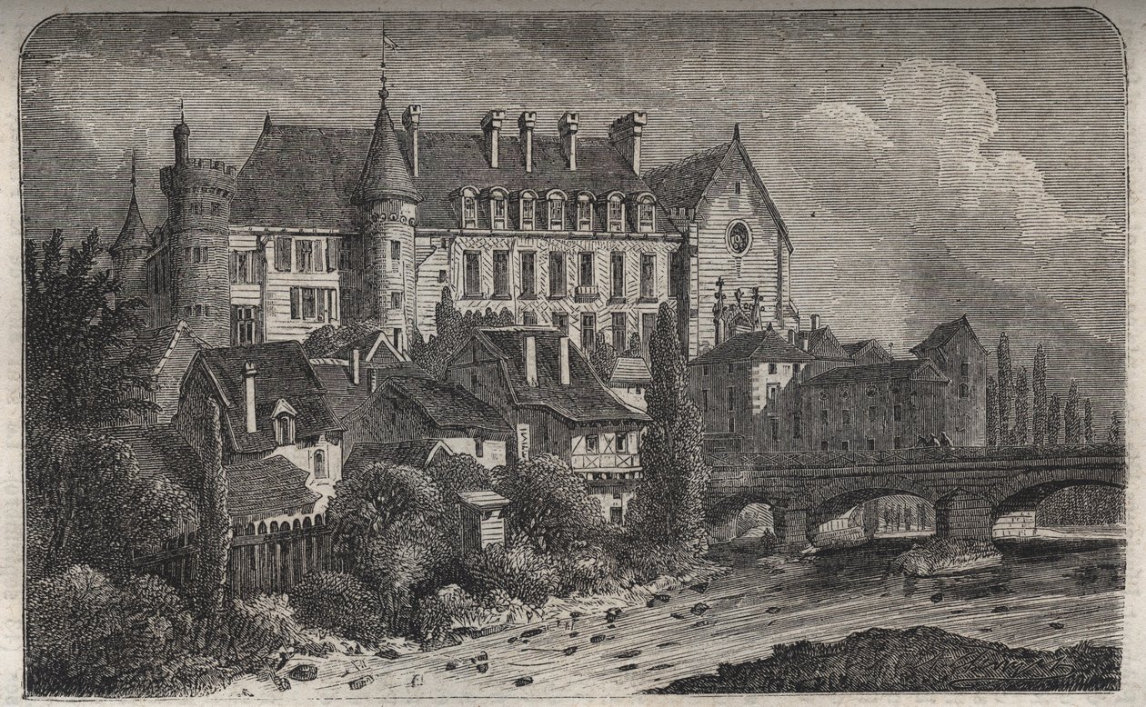 slottet i La Palice kommune i Lapalisse, i departementet Allier, - indgravering i "Histoire de France" af Victor Duruy (1811-1894) - 1882 af French School