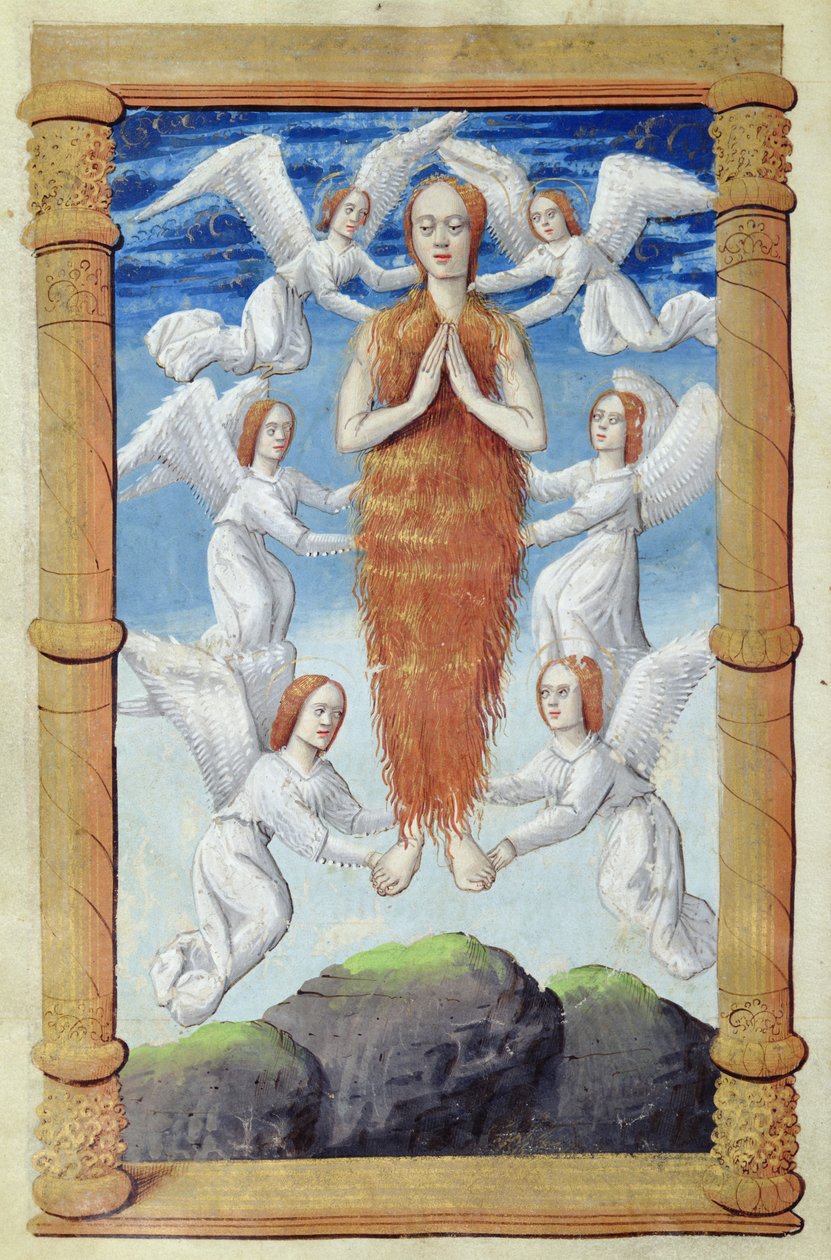 fol.97v Maria Magdalenes himmelfart, fra Heures a l