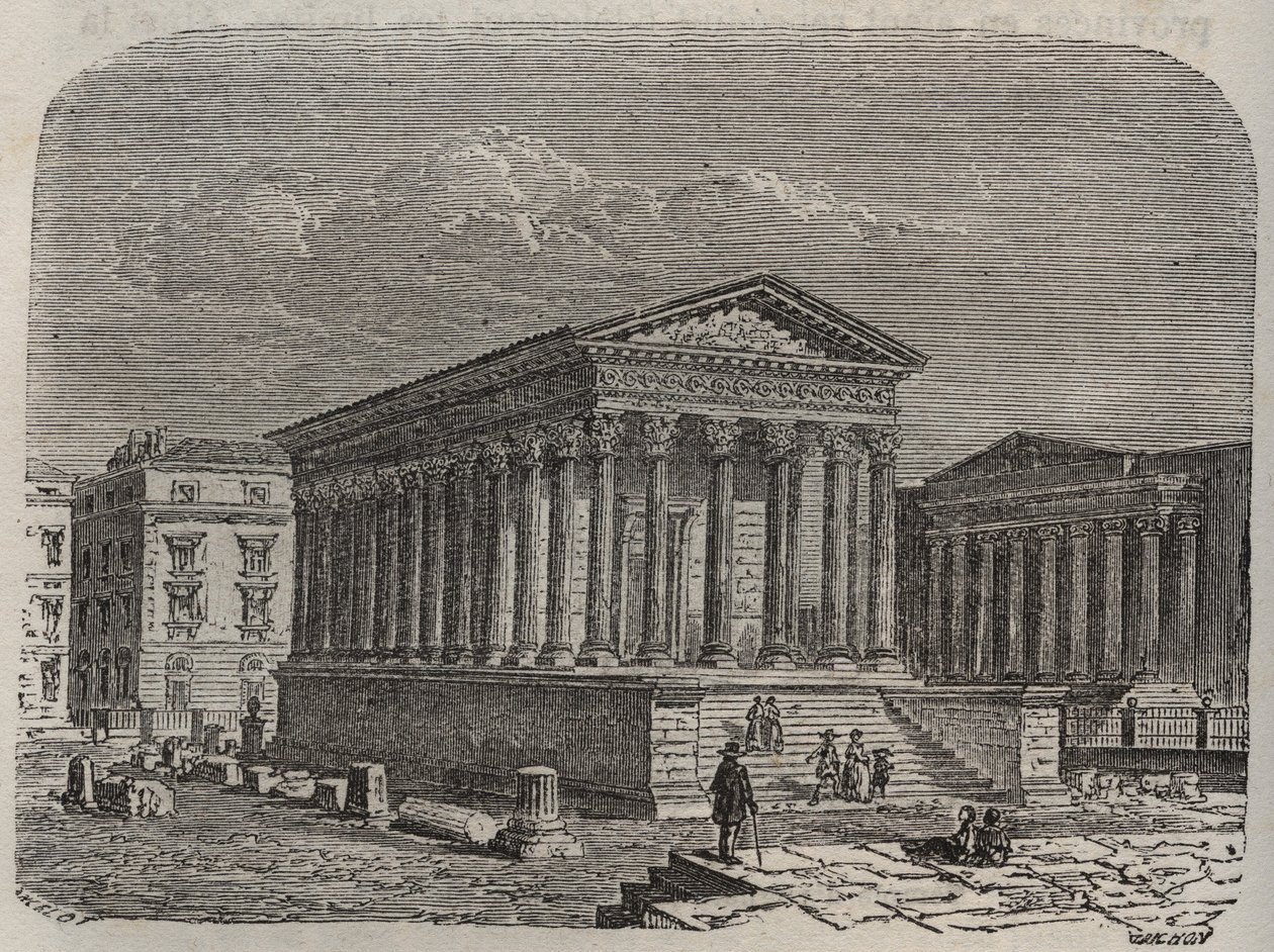 Carree de Nimes cover - Frankrig, Languedoc-Roussillon, Gard - gravering i "" Histoire de France"" af Victor Duruy (1811-1894) - 1882 af French School