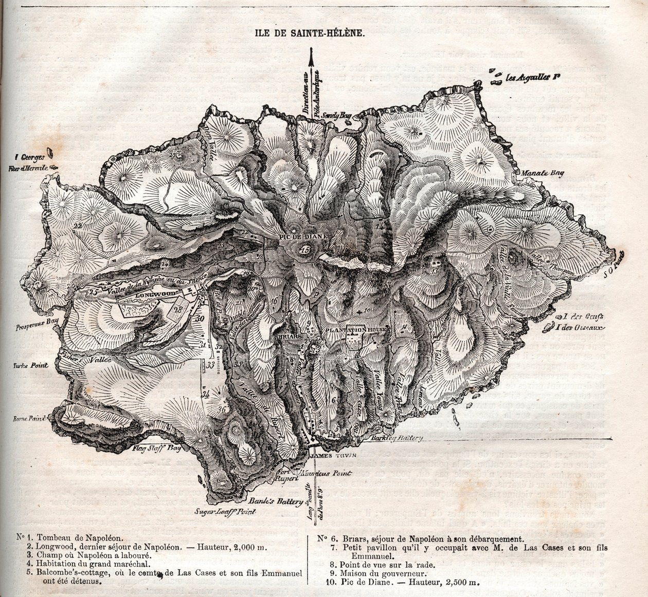 kort over øen Saint Helena, gravering af French School