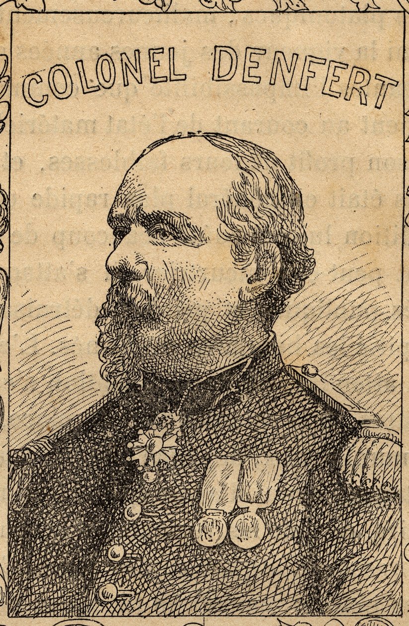 Portræt af den franske oberst Pierre Philippe Denfert-Rochereau - 1870-71 (kobberstik) af French School