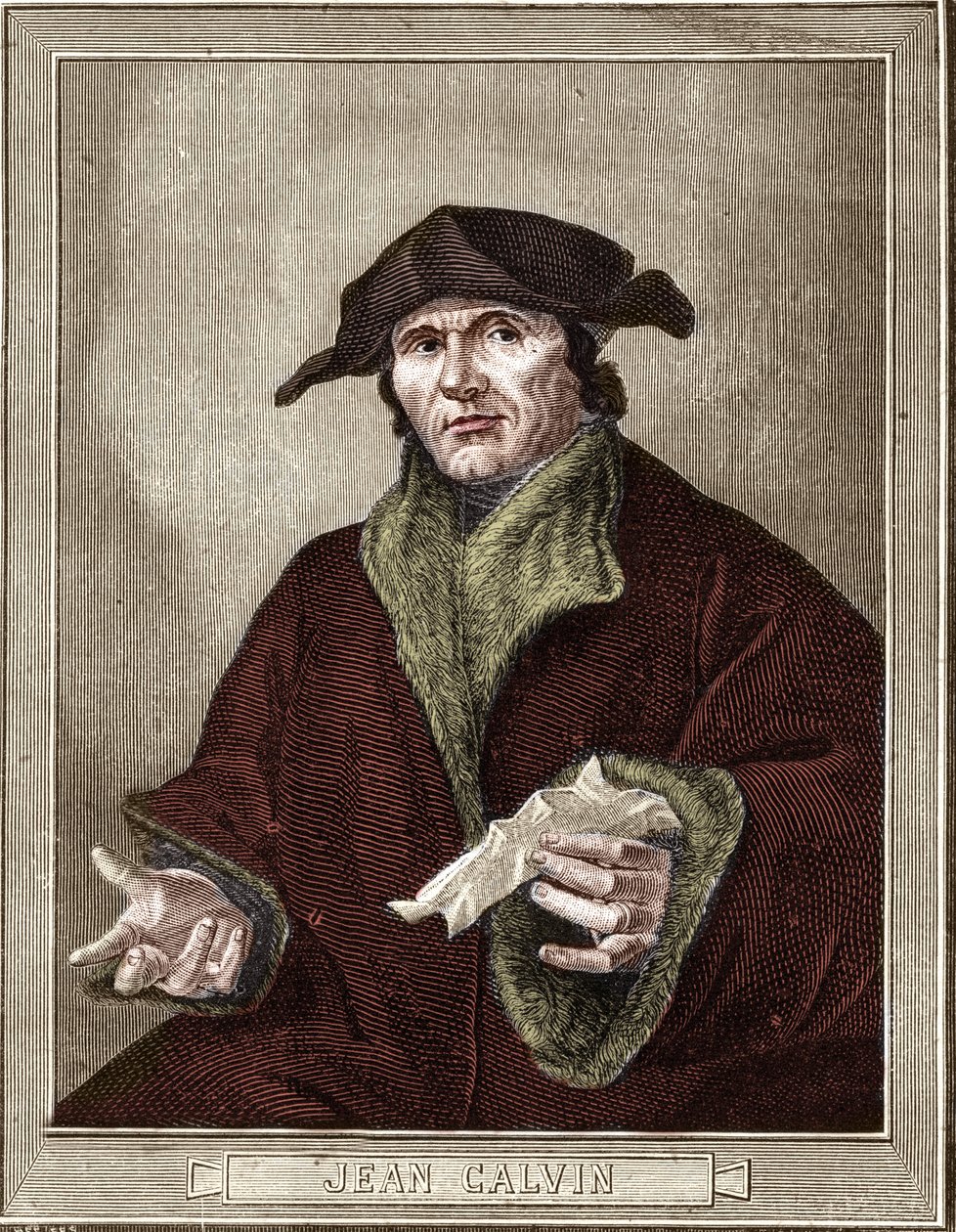 portræt af Jean Calvin (1509-1564), fransk religiøs reformator og forfatter. af French School