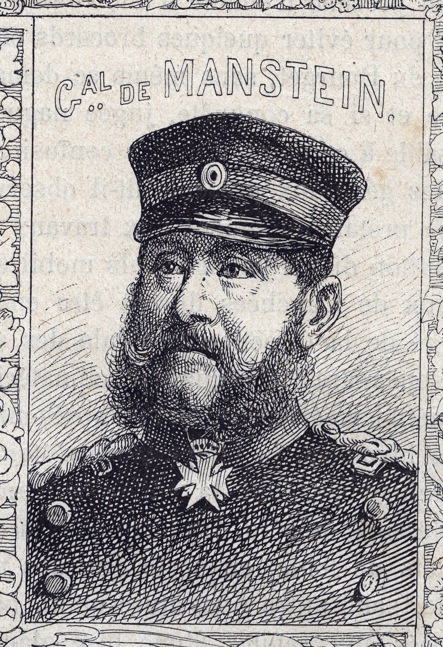 Portræt af den preussiske general Hugo von Obernitz - 1870-71 (kobberstik) af French School