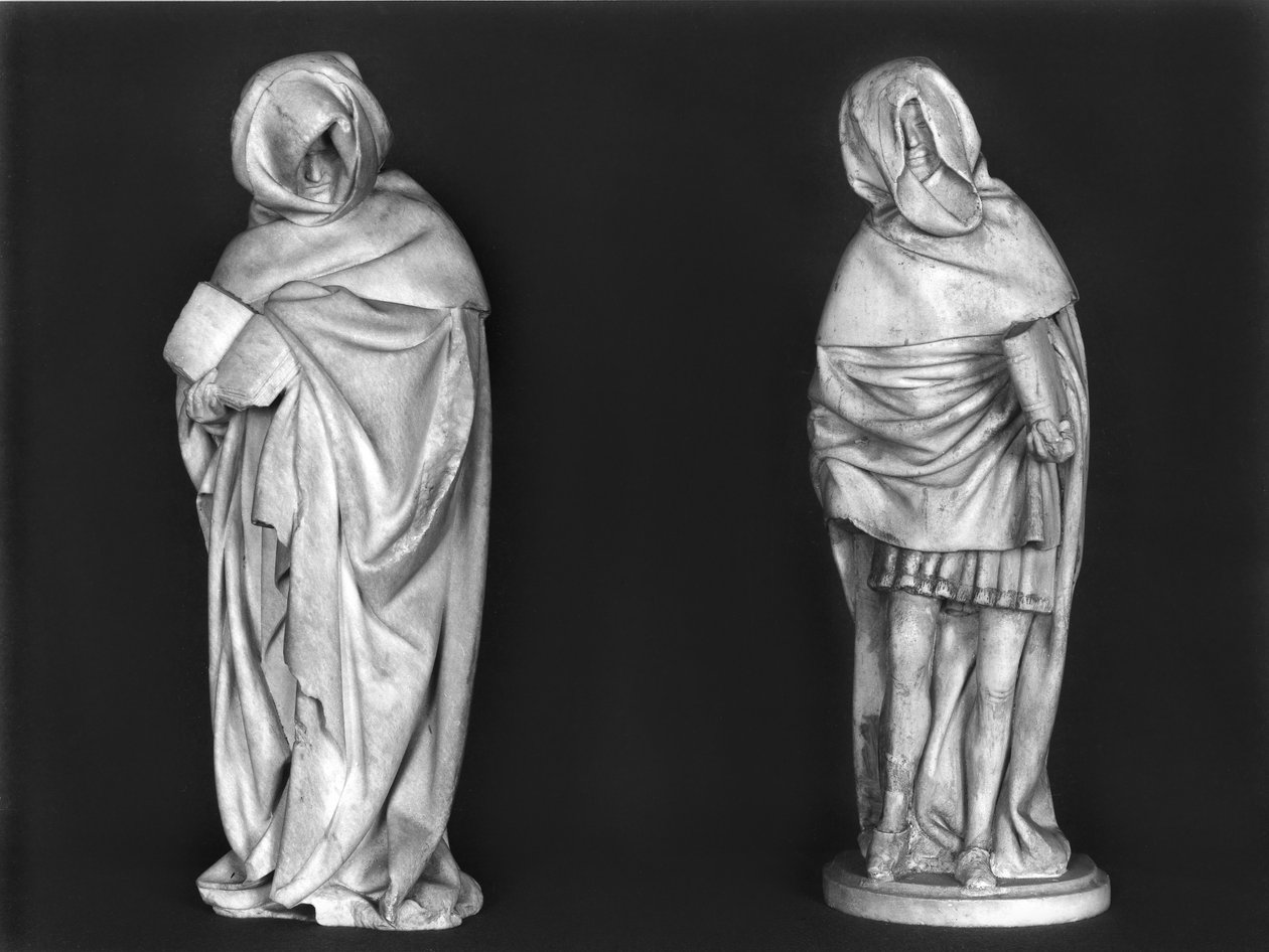 rwo sørgende, fra graven af Duc Jean de Berry (1340-1416) c.1450-53 salabaster) r8:graven var tidligere ved Sainte-Chapelle i Bourges; af French School
