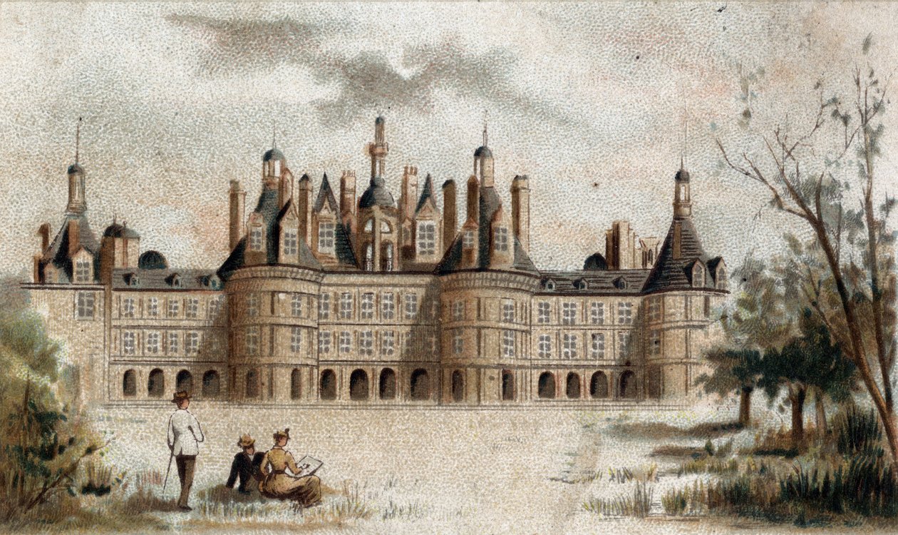 udsigt over Chateau de Chambord (Loir et Cher). af French School