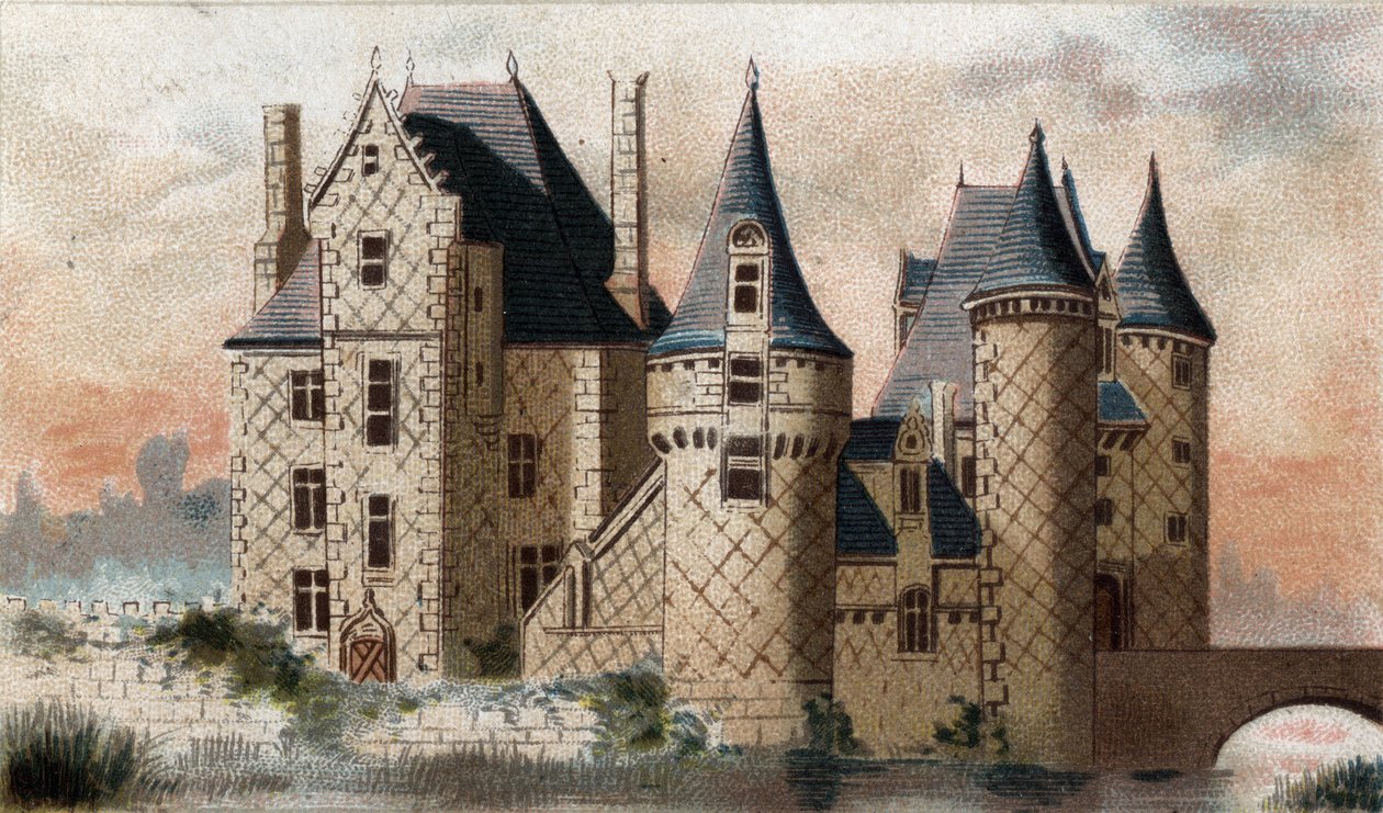udsigt over Chateau du Moulin (Loir et Cher). af French School