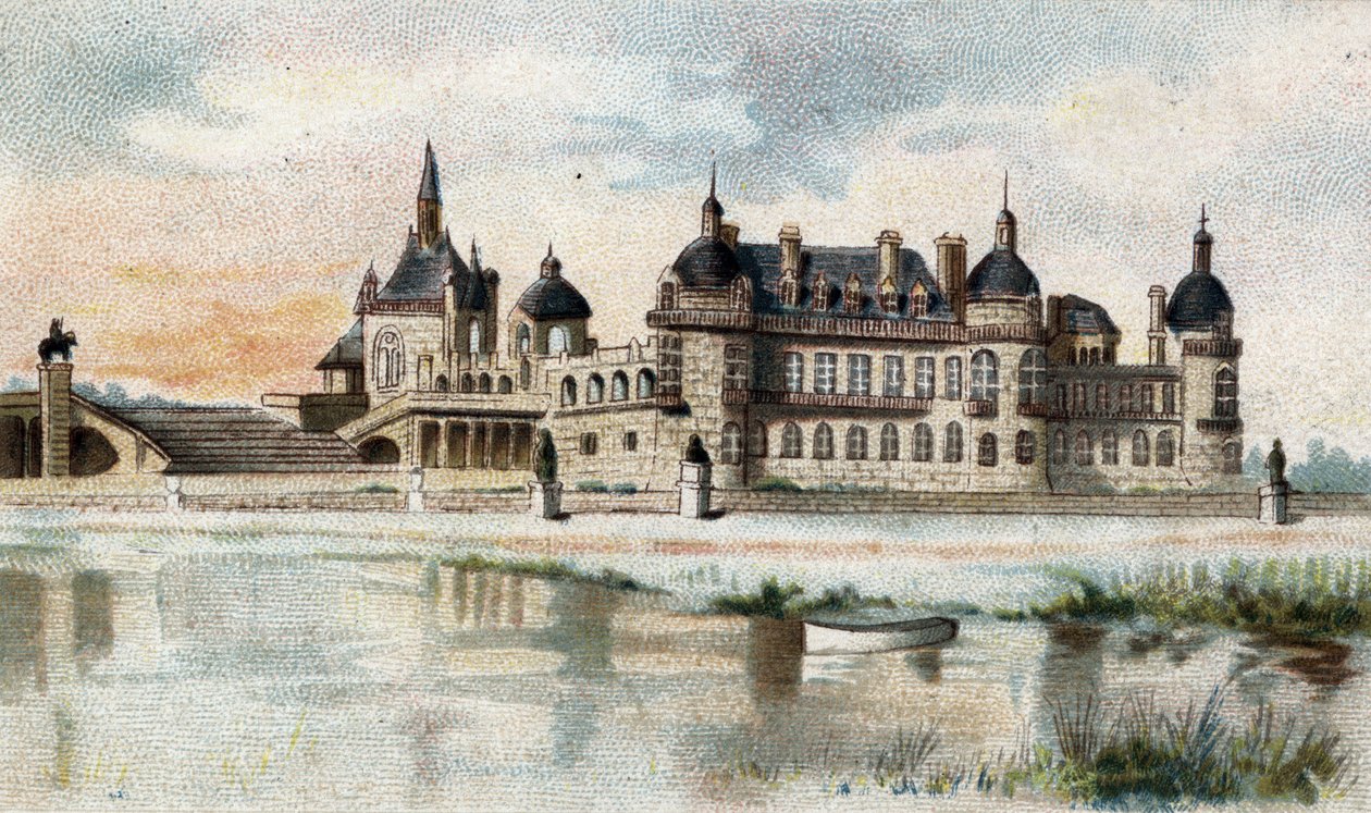 udsigt over slottet Chantilly (Oise). af French School