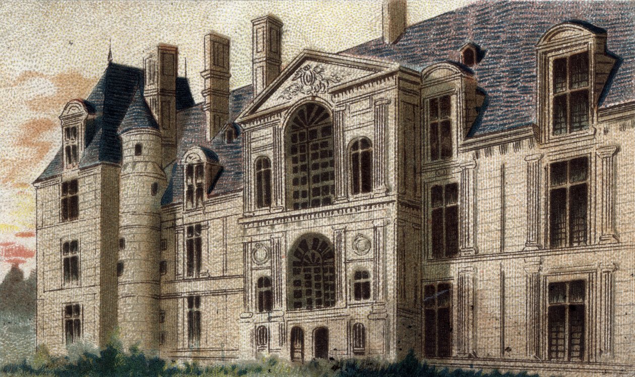 udsigt over slottet Egouen (Seine og Oise) af French School