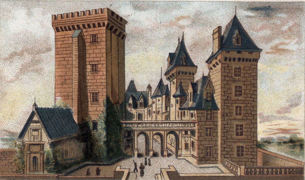 udsigt over slottet Pau (Nedre Pyrenæer). af French School