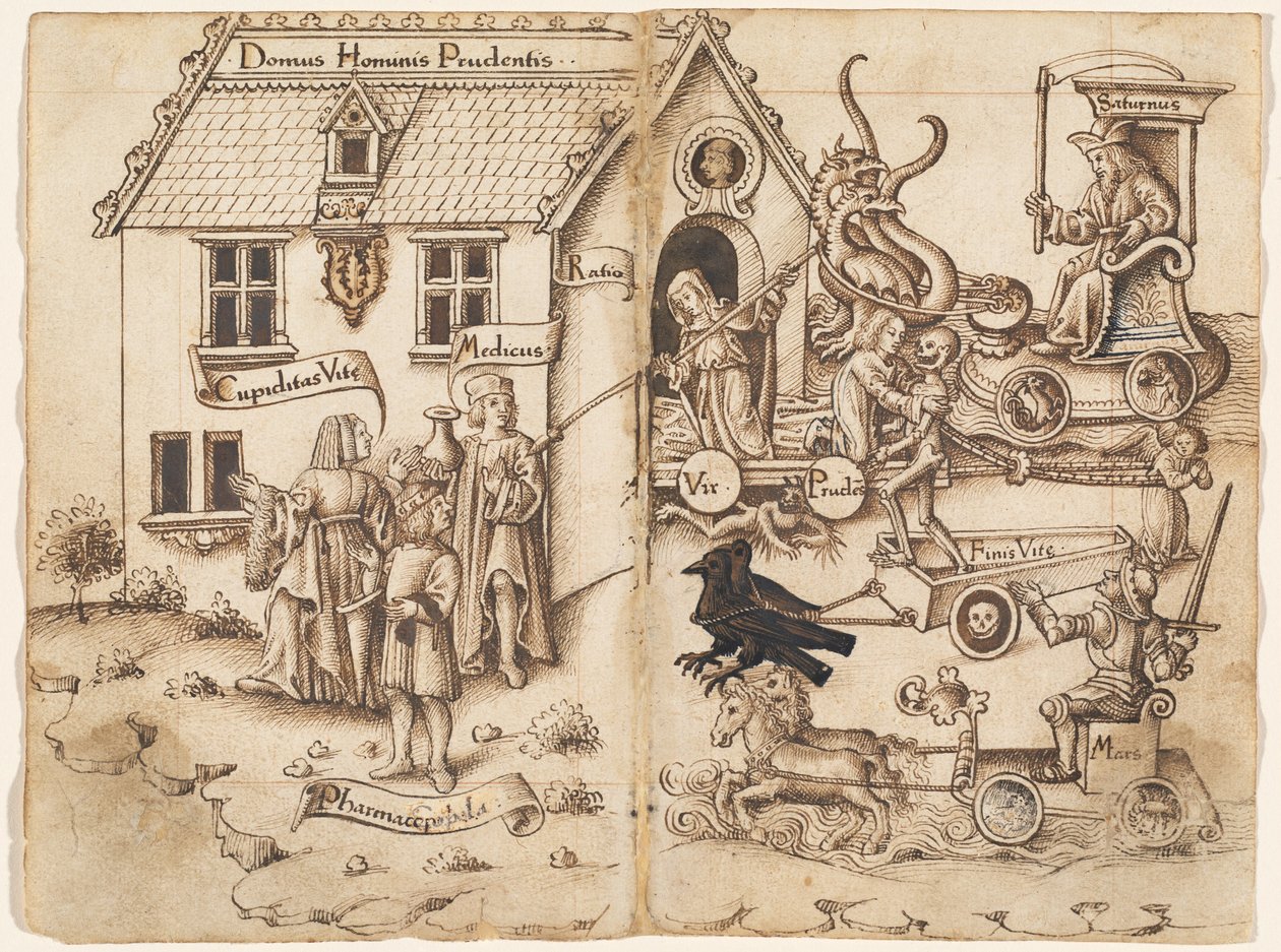 "Vend ikke tilbage, når du ankommer til slutningen" [fol. 26 verso / 27 recto] af French early 16th Century