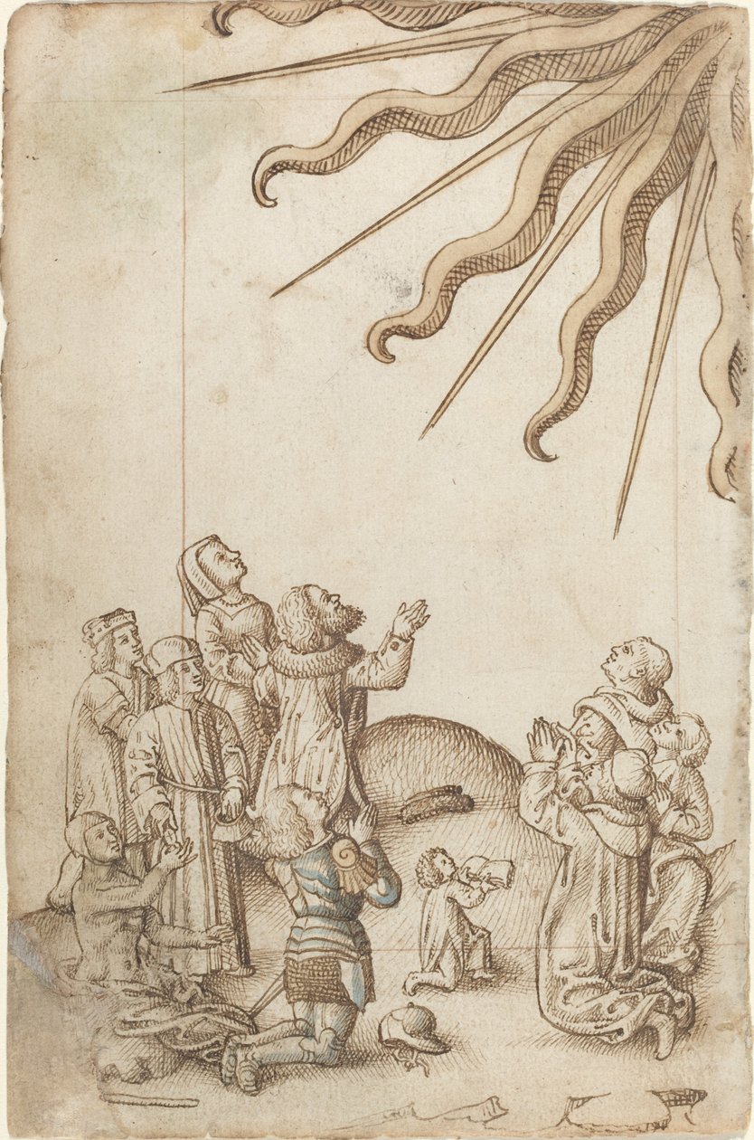 "Vend din krop, mens du tilbeder" [fol. 37 verso] af French early 16th Century