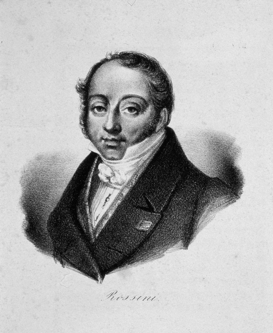 Portræt af komponisten Gioachino Antonio Rossini 1792-1868, 1800-tallet. af French master.