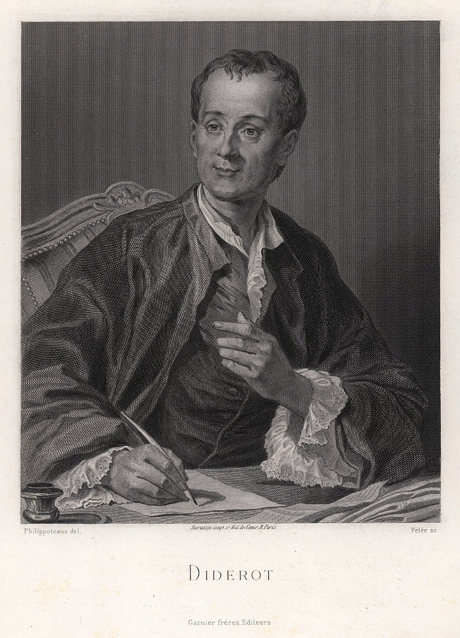Portræt af forfatteren, essayisten og filosoffen Denis Diderot 1713-1784, midten af det 18. århundrede af French master.