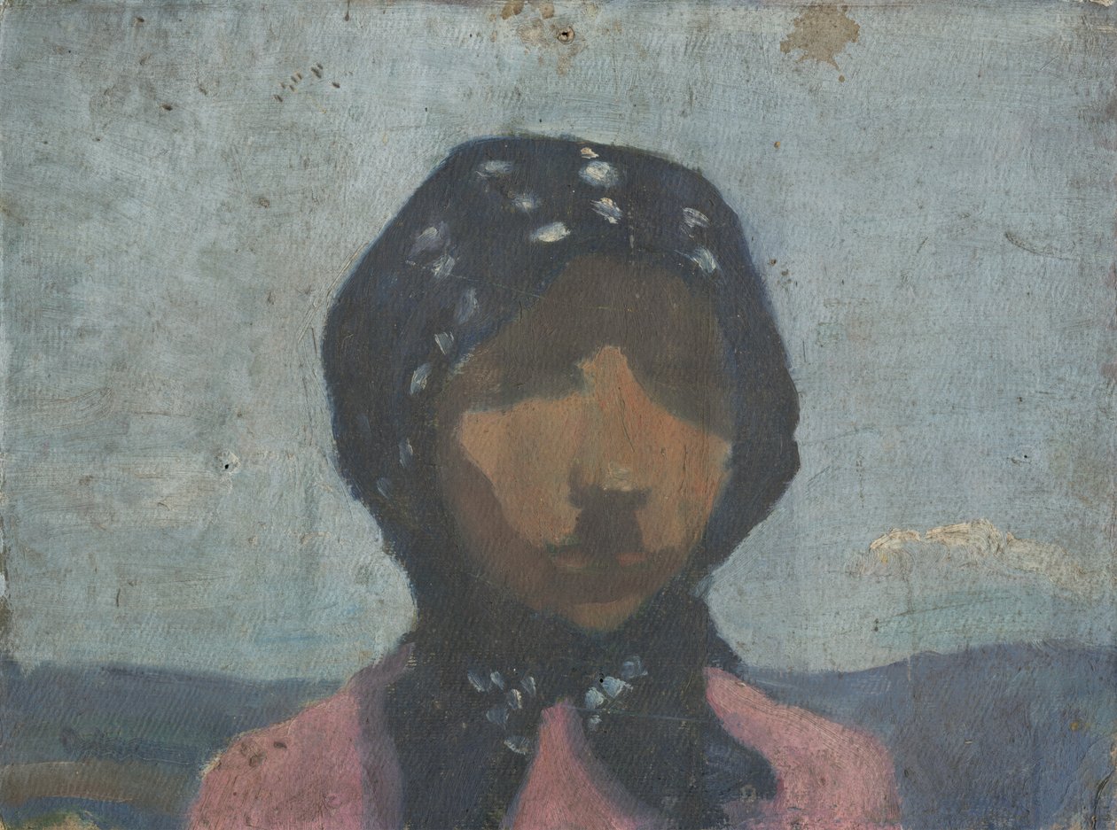 Studie af en bonde i et sort plettet tørklæde af Frida Konstantin