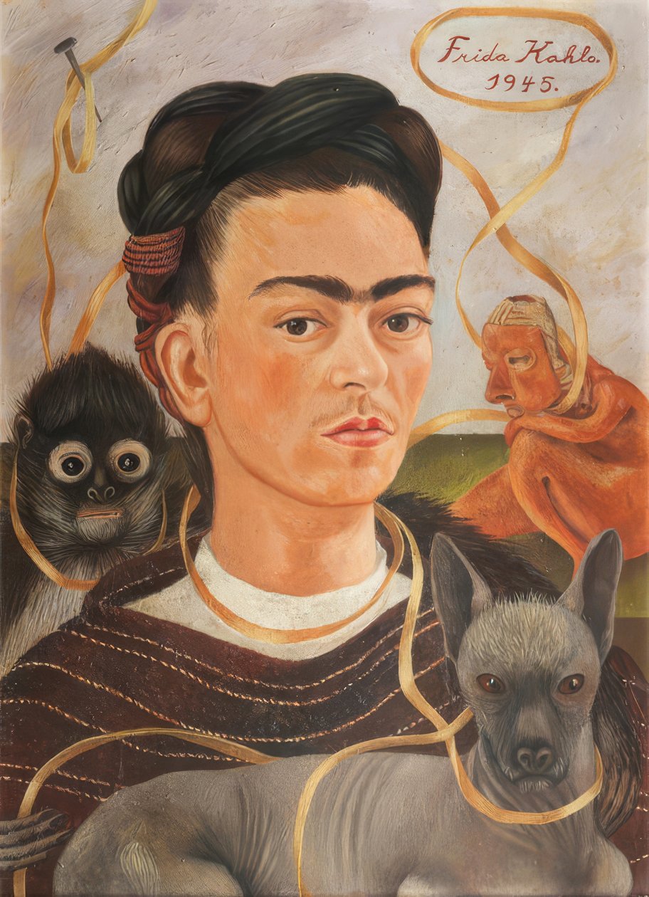 Autorretrato med changuito af Frida Kahlo