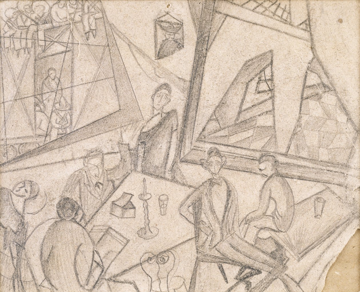 Frida og hendes samtidige, ca. 1925 (blyant på papir) af Frida Kahlo