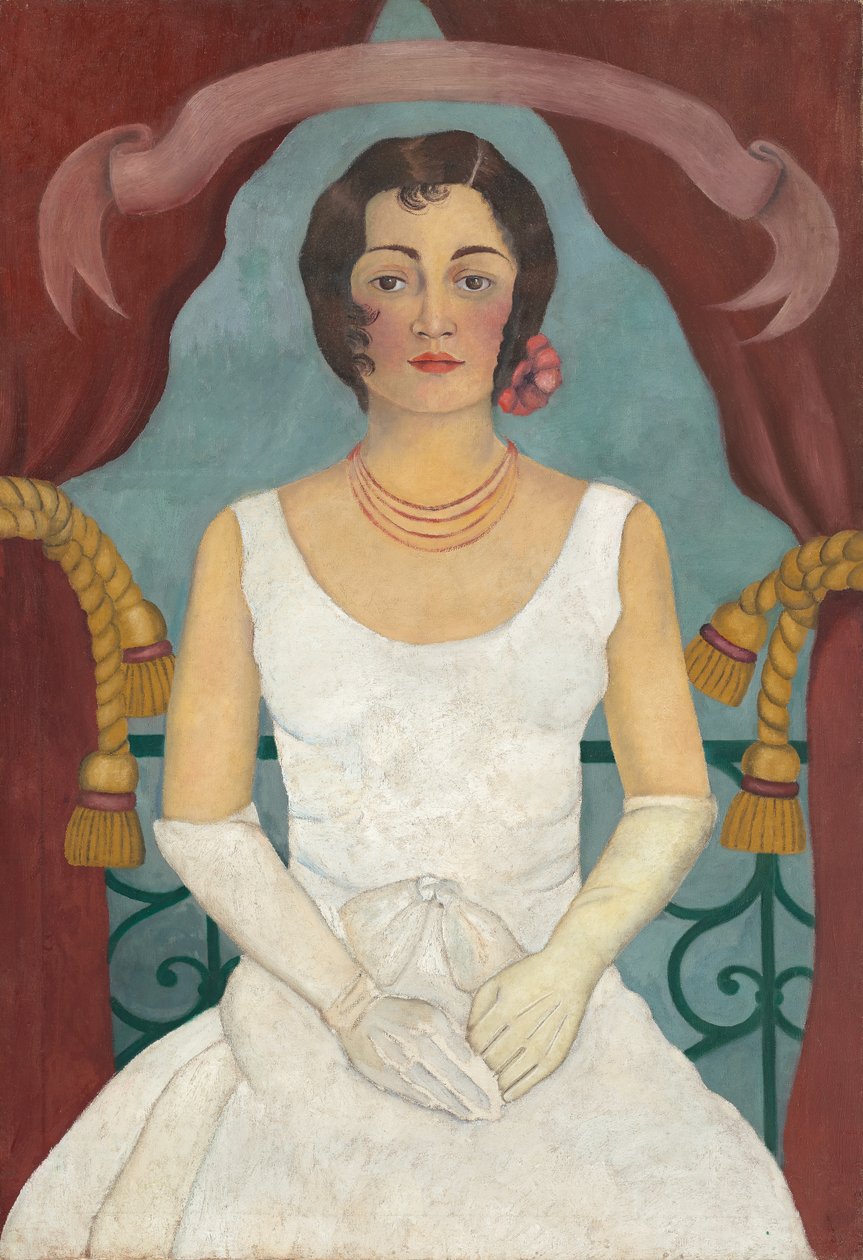 Portræt af en dame i hvidt, ca. 1929 (olie på lærred) af Frida Kahlo