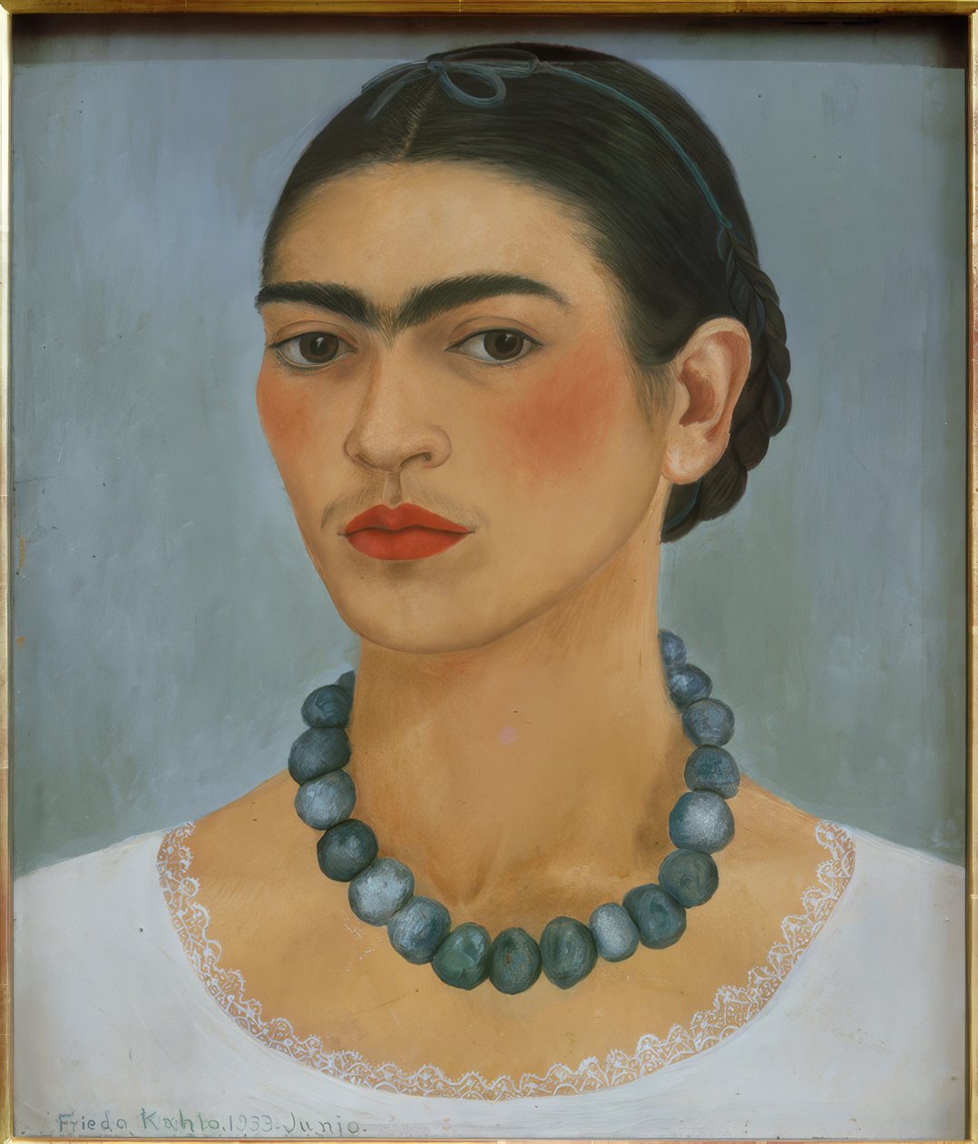 Selvportræt med halskæde af Frida Kahlo