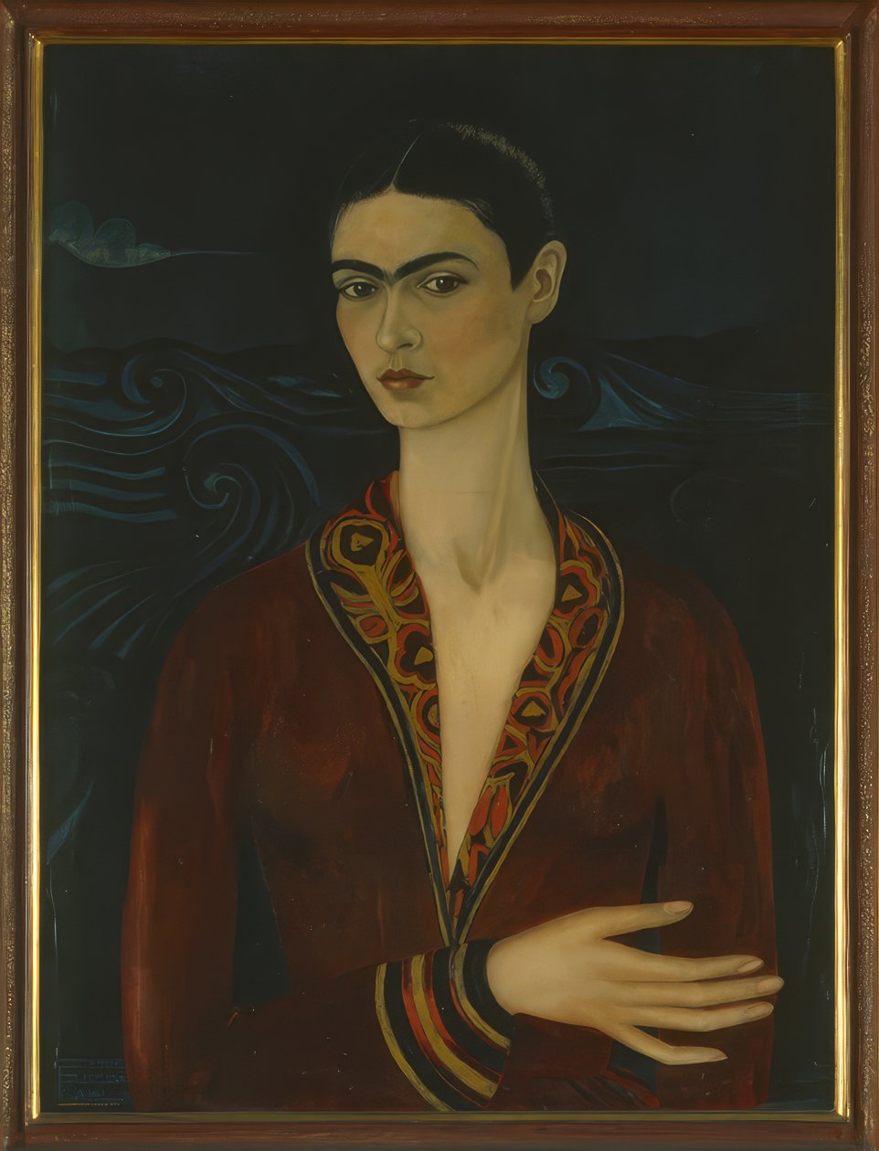 Self-Portrait iført en fløjlskjole af Frida Kahlo