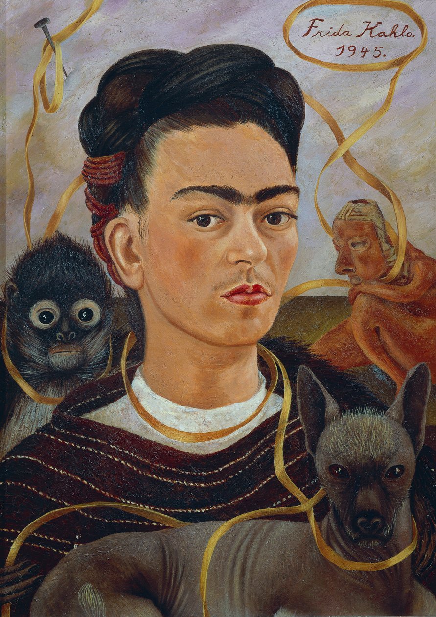 Selvportræt med Changuito af Frida Kahlo
