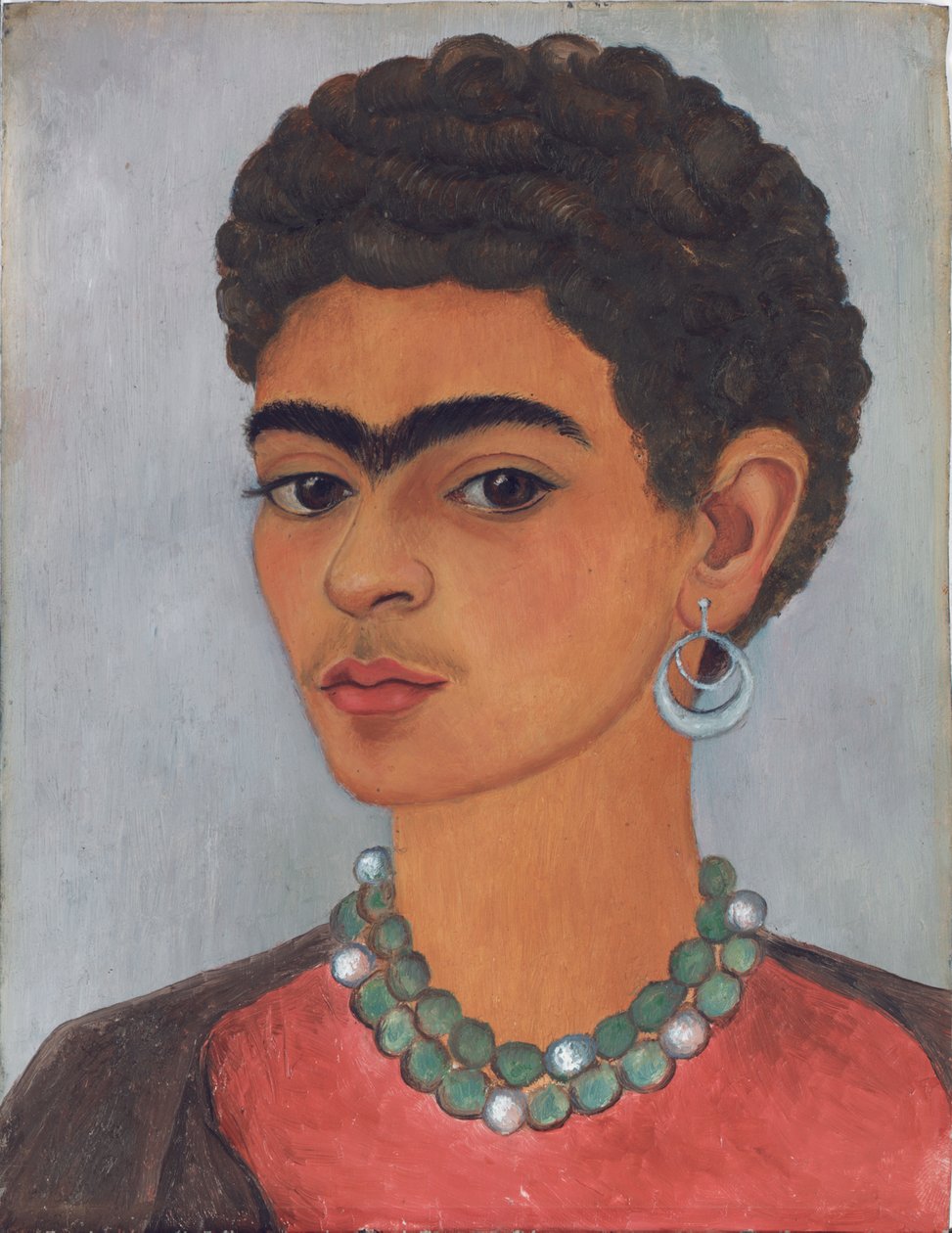 Selvportræt med krøllet hår af Frida Kahlo