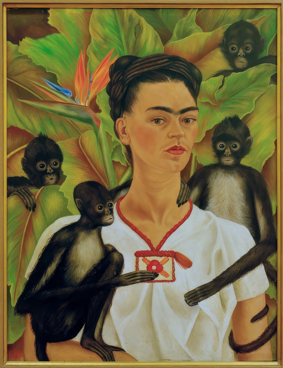 Selvportræt med aber af Frida Kahlo
