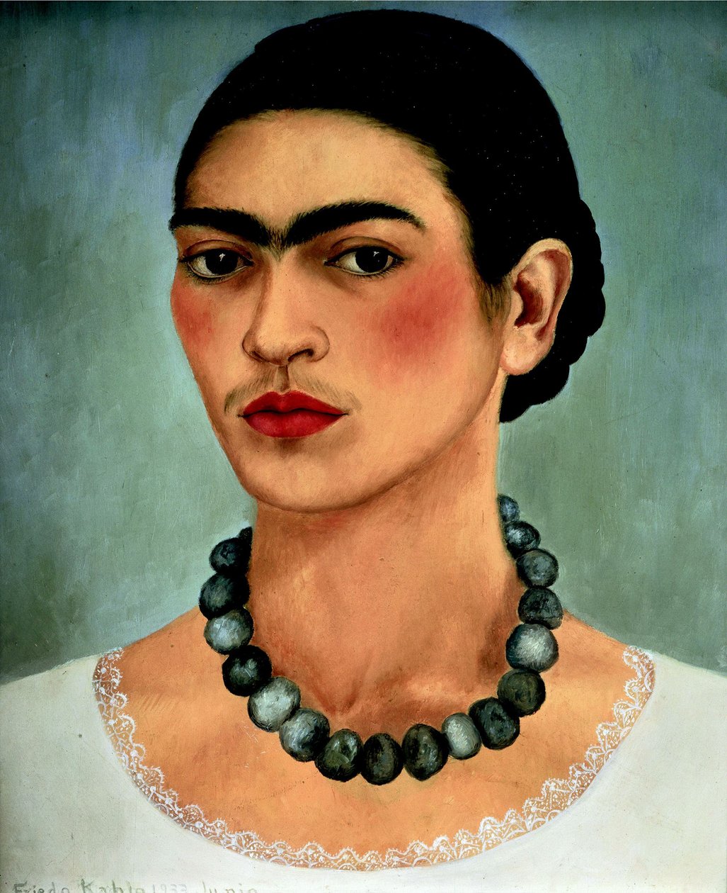 Selvportræt med halskæde af Frida Kahlo