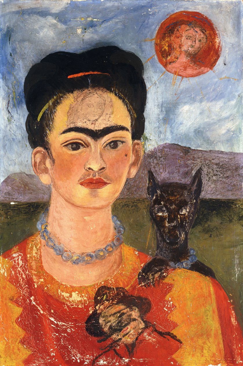 Selvportræt med Diego på mit bryst; Autoretrato con Diego en mi Pecho, ca. 1953-54 (olie på masonit) af Frida Kahlo