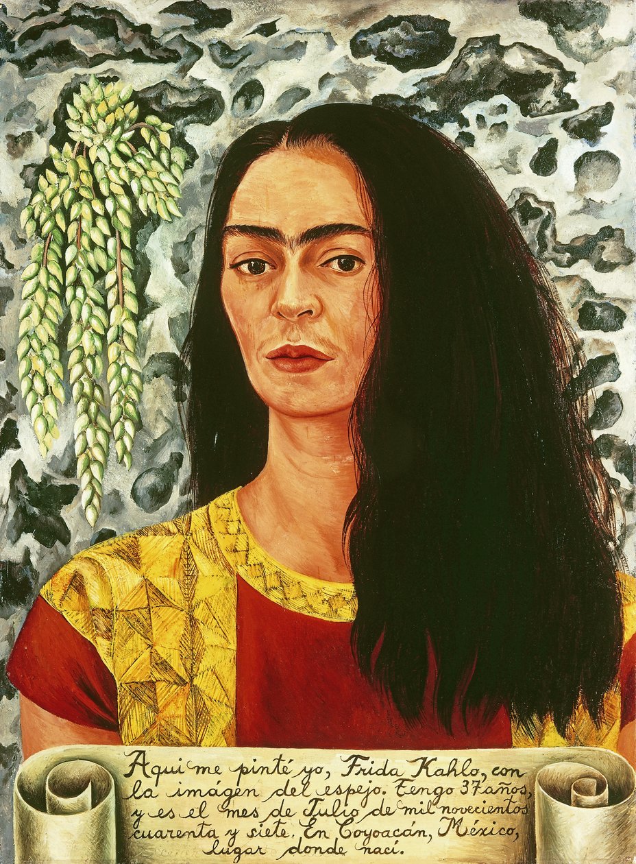 Selvportræt med løsthængende hår; Autorretrato con Pelo Suelto af Frida Kahlo