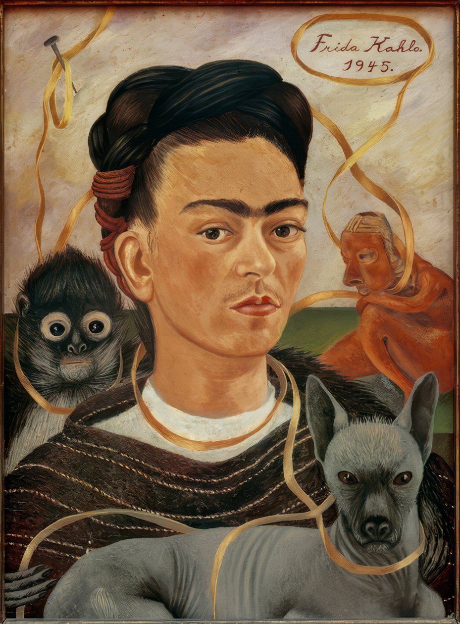 Selvportræt med små aber af Frida Kahlo