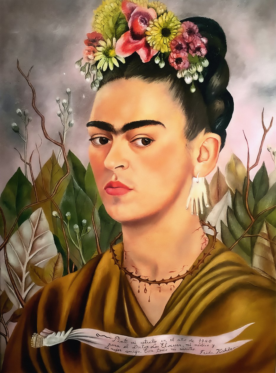 Selvportræt, dedikeret til Dr. Eloesser af Frida Kahlo