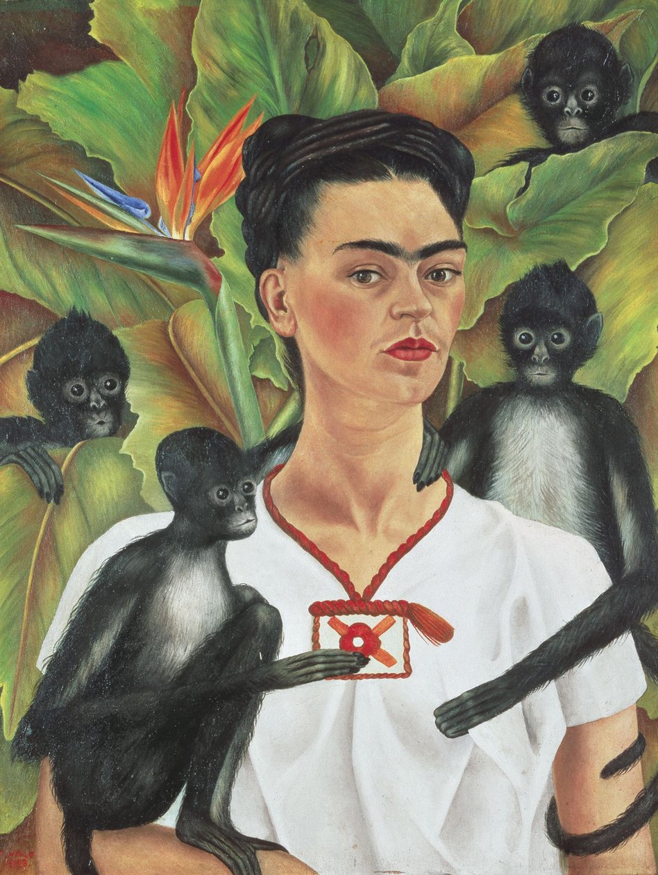 Selvportræt med aber af Frida Kahlo