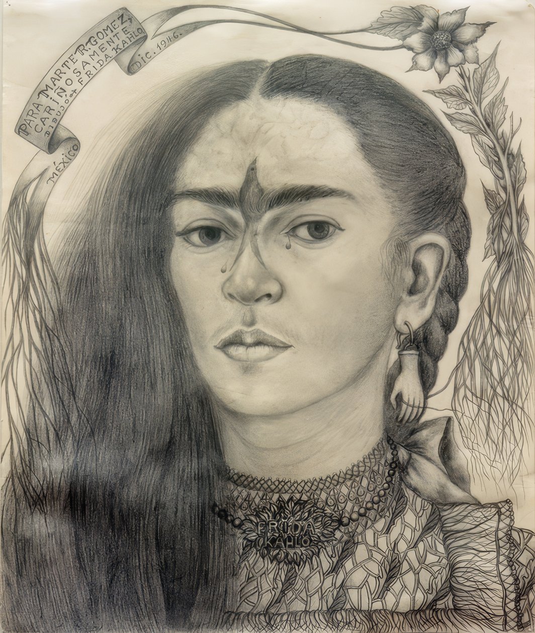 Selvportræt dedikeret til Marte R. Gómez af Frida Kahlo